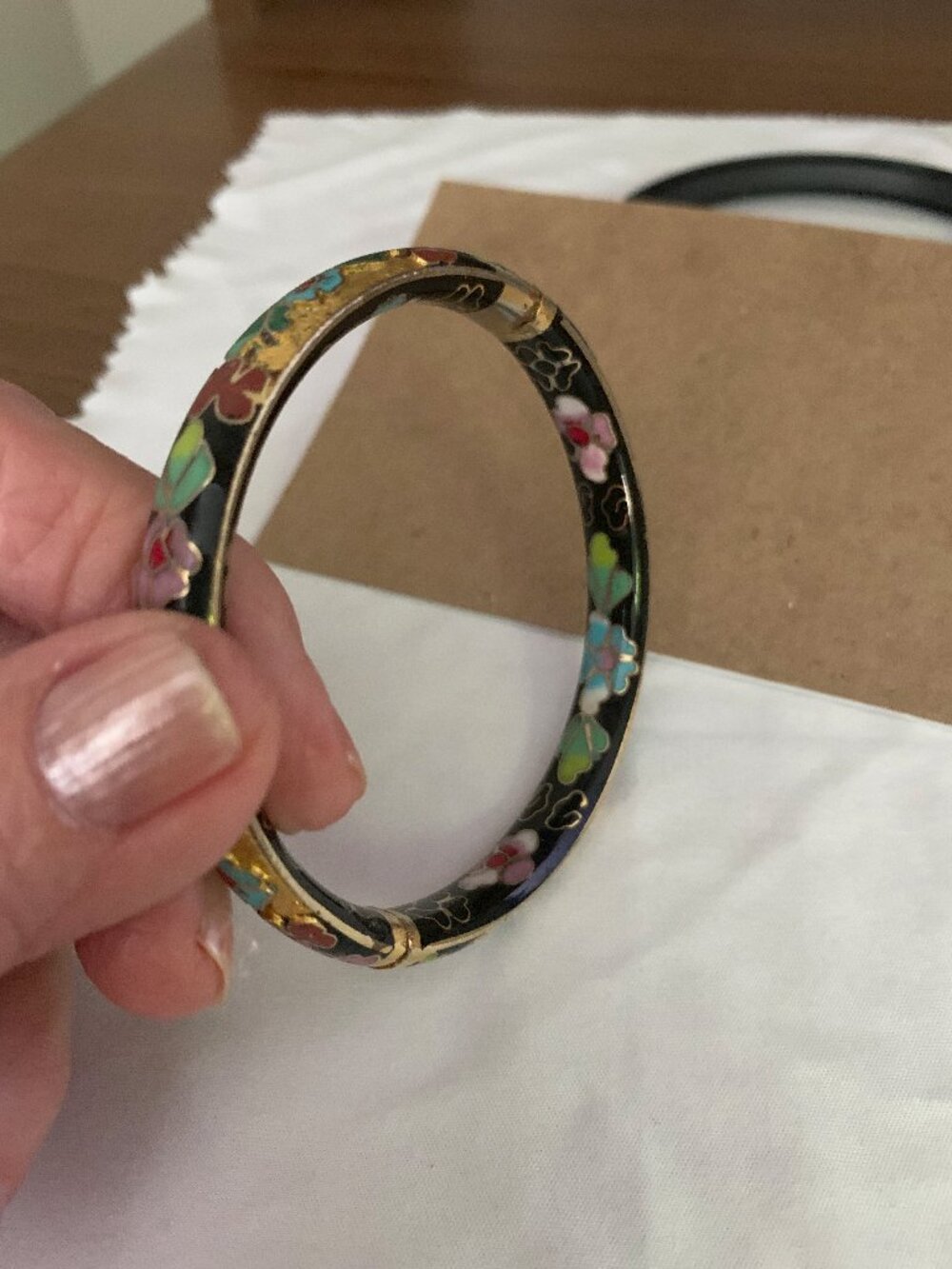 Vinatage black hinged bangle